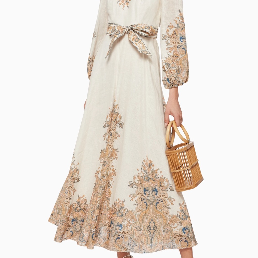 Zimmermann Cream and Gold Long Sleeve Dress